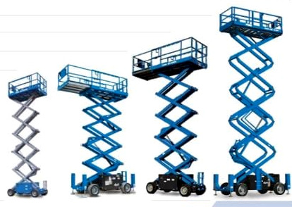 Fotografía ilustrativa de plataformas elevadoras tipo tijera